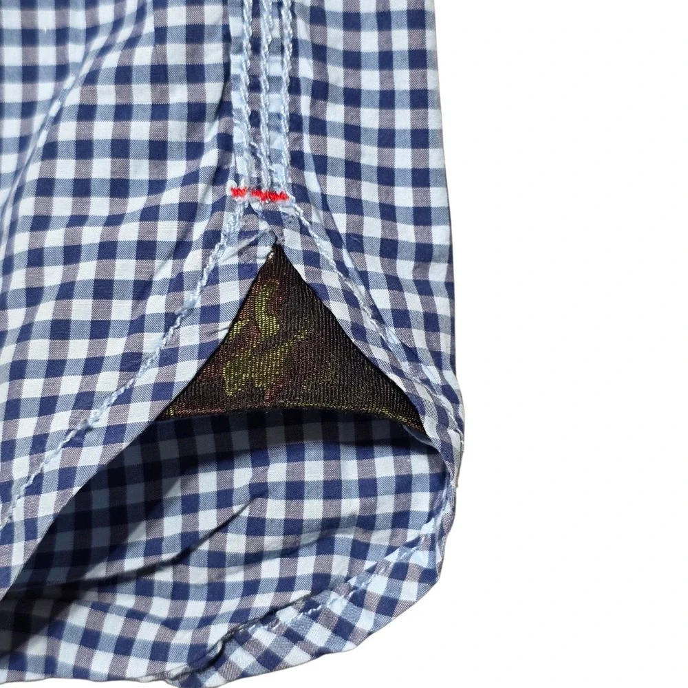 Robert Graham Button Down Mens Large Blue Gingham Plaid Long‎ Sleeve Shirt